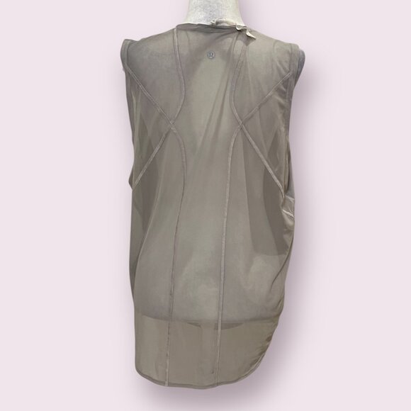 lululemon Gray Sleeveless Tunic Top Size 12 Sheer Mesh Back Lightweight Stretchy - Picture 2 of 7